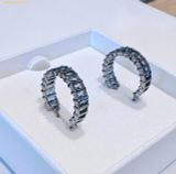 Bông Tai, Khuyên Tai Swarovski Matrix hoop earrings, Baguette cut, Gray, Ruthenium plated 5658650 
