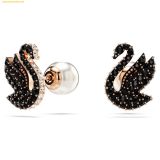  Bông Tai, Khuyên Tai Swarovski Swan stud earrings Crystal pearl, Black 5684608 