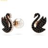  Bông Tai, Khuyên Tai Swarovski Swan stud earrings Crystal pearl, Black 5684608 