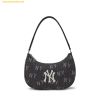 Túi Đeo Vai MLB Monogram Denim Hobo Bag New York Yankees - Đen 3ABQS224N-50NYD