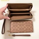  Ví Dài Coach Long Zip Around Wallet In Signature Canvas CW778 Nâu Logo 
