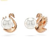  Bông Tai, Khuyên Tai Swarovski Swan stud earrings Crystal pearl, Black 5684608 
