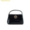 Túi Đeo Chéo Tory Burch Small Black Crocodile Embossed Leather Micro Satchel Handbag