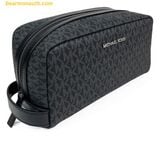  Túi Cầm Tay Michael Kors Men's Signature Logo Travel Kit Đen Logo 