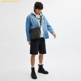  Túi Đeo Chéo Nam Coach Houston Flight Bag In Signature Canvas CZ398 Đen Logo 