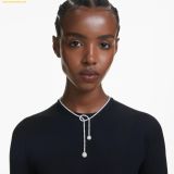  Dây Chuyền, Vòng Cổ Swarovski Matrix Y necklace Crystal pearl, Round cut, White, Rhodium plated - 5692416 