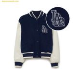  Áo Khoác Bomber MLB Women's Wool Sleeveless Crop Varsity Jacket LA (Navy) 3FJPV0134-07NYS 