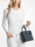  Túi Tote Michael Kors Very small Jet Set Travel tote bag with top zip closure and logo Navy Blue 35T9STVT0B 