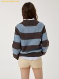  Áo Len WHOAU Bokashi Stripe Collar Pullover WHKAF4T32F Brown 
