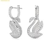  Bông Tai, Khuyên Tai Swarovski Iconic Swan drop earrings Swan, White, Rhodium plated 5647545 