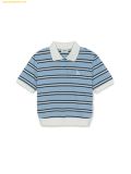  Áo Polo MLB Women's Varsity Stripe Crop Collar T-Shirt LA (L.SKY BLUE) 3FPQV0253-07SBL 