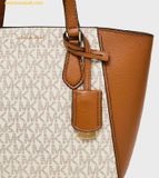  Túi Tote Michael Kors Taryn Small Signature Logo and Leather Convertible Crossbody Bag 32F4GTBC1B Vanila 