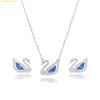 Dây Chuyền Và Bông Tai Swarovski Dazzling Swan Blue Swan Earrings and Necklace Set 5521471