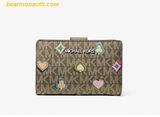  Ví Michael Kors Jet Set Medium Printed Signature Logo Wallet 35F5STVF6U Olive 