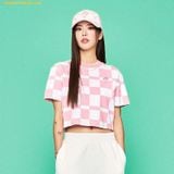  Áo Croptop MLB Kẻ Caro Philadelphia Phillies Tshirt 3FTSO0333-10PKL Màu Hồng 