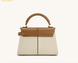  Túi Xách JW PEI Elise Top Handle Bag - Brown Canvas 