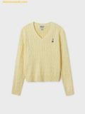  Áo Sweat WHOAU Steve V-neck Cable Sweater WHKAF1104F Vàng 