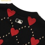  Áo Sweat MLB Heart-patterned oversized man-to-man NY (Black) 3AMTH0124-50BKS 