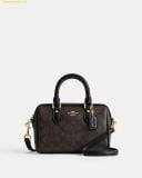  Túi Trống Coach Mini Rowan Crossbody In Signature Canvas CW329 Nâu Logo Khaki 