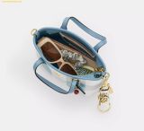  Túi Tote Mini Coach City Mini Tote Bag With Gingham Print And Charm Blue Multi CEU32 