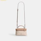  Túi Đeo Chéo Coach Cosmetic Case In Signature Canvas Sand CW728 