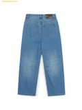  Quần Óng Suông MLB Women's Varsity Vintage Slub Curved Tuck Wide Denim Pants New York Yankees Indigo 