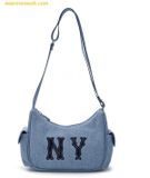  Túi Đeo Vai MLB Denim Hobo Bag NY Sky blue 7ACRMD05N-50SBS 