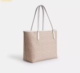  Túi Tote Coach City Tote Bag In Signature Canvas CV976 Trắng Logo 