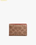  Ví Gập Coach Essential Mini Trifold Wallet In Signature Canvas Nâu Logo 