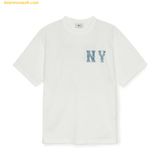  Áo Phông MLB Basic Denim-like Coopers Overfit Short Sleeve T-shirt New York Yankees Ivory 3ATSB1053-50IVS 
