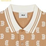  Áo Polo MLB Classic Monogram Front Pattern Collar T-Shirt Boston Red Sox 3Apqm0443 - Nâu 