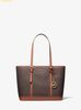 Túi Tote Michael Kors Mk Jet Set Travel Small Logo Top-Zip Tote Bag Nâu Logo