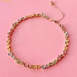  Dây Chuyền Swarovski Gema Tennis necklace Mixed cuts, Multicolored, Gold-tone plated 