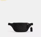  Túi Đeo Hông Coach Warren Mini Belt Bag In Signature Canvas Charcoal Black CW369 