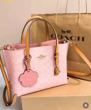  Túi Tote Coach Mollie Tote Bag 25 In Signature Canvas With Charms Powder Pink CER24 