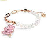  Lắc Tay, Vòng Tay Swarovski Teddy bracelet Crystal pearl, Bear, Pink, Rose gold-tone plated 