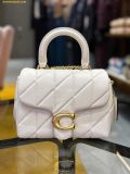  Túi Đeo Chéo Coach Tabby 19 Quilted Leather Top-Handle Bag Chalk CCC12 