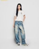  Áo Phông ADLV Woman Fuzzy Font Dragon Short Sleeve T-Shirt Trắng Kem 