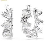  Bông Tai, Khuyên Tai SWAROVSKI Matrix hoop earrings White, Rhodium plated 