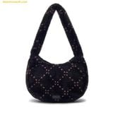  Túi Lông Đeo Vai MLB Dia Monogram Fur Hobo Bag New York Yankees Black 