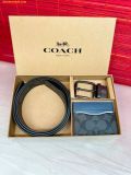  Set Ví Coach Boxed Card Case And Belt Gift Set In Colorblock Signature Canvas C8278 - Xanh Đen 
