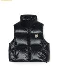  Áo Khoác Phao Ghile MLB Women's Basic Glossy Crop Padded Vest NY (Black) 3FDVB2046-50BKS Đen 