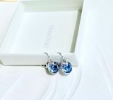  Bông Tai, Khuyên Tai Swarovski Bella V drop earrings Round cut, Blue, Rhodium plated 5734234 