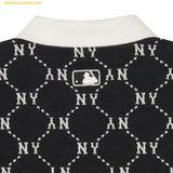 Áo Polo MLB Women's Diamond Monogram Jacquard Collar T-Shirt NY (Black) 3FPQM0243-50BKS 
