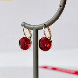  Khuyên Tai Bông Tai Swarovski Bella drop earrings Round cut, Red, Gold-tone plated 