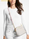  Túi Đeo Chéo Michael Kors Jet Set Travel Medium Logo Dome Crossbody Bag 35F1GTVC6B Trắng Logo 