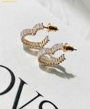  Bông Tai, Khuyên Tai Swarovski Matrix hoop earrings Baguette cut, Heart, Small, White, 18k gold plated 