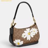  Túi Đeo Vai Coach Teri Shoulder Bag In Signature Canvas With Floral Print CZ586 Màu Nâu 