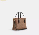  Túi Tote Coach Mollie Tote Bag 25 In Signature Canvas CV965 Nâu Logo 