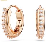  Bông Tai, Khuyên Tai Swarovski Matrix hoop earrings Round cut, White, Rose gold-tone plated 5690669 